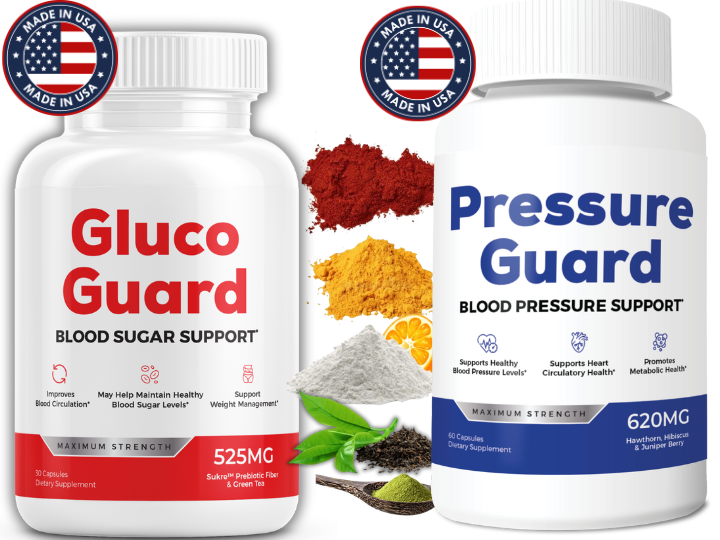 Gluco Guard Pressure Guard Combo Package - Advanced Blood Sugar and Blood Pressure Support - Gluco Guard Store