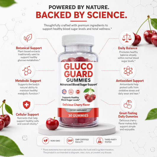 Gluco Guard Cherry Flavor Gummies with ALA, Chromium & Ceylon Cinnamon – 30 Count
