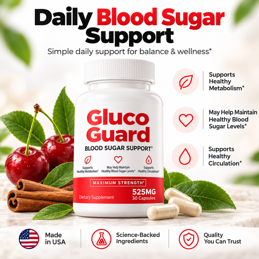 Gluco Guard Metabolic Wellness Capsules  Chromium, Cinnamon & ALA 30 Capsules