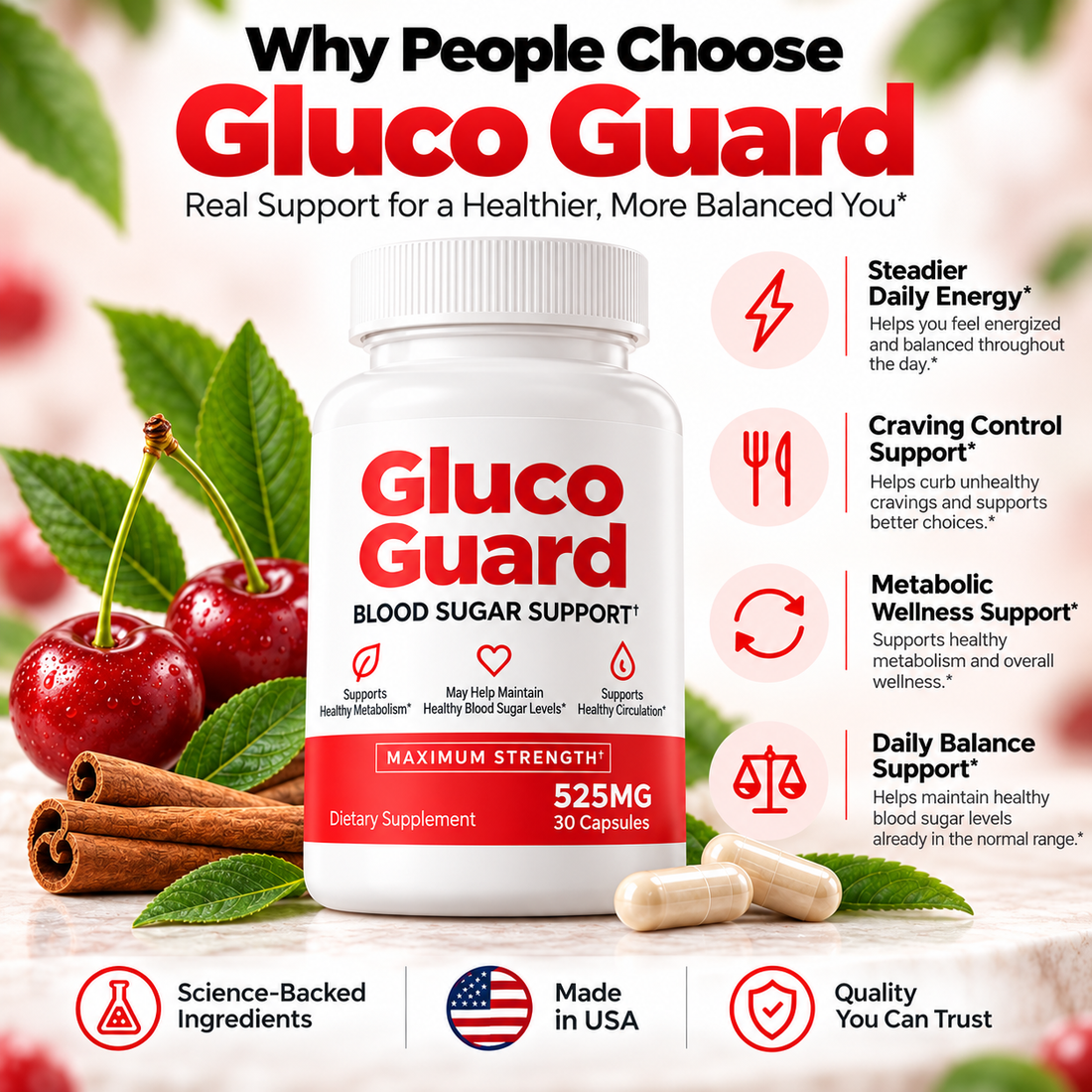 Gluco Guard Metabolic Wellness Capsules  Chromium, Cinnamon & ALA 30 Capsules