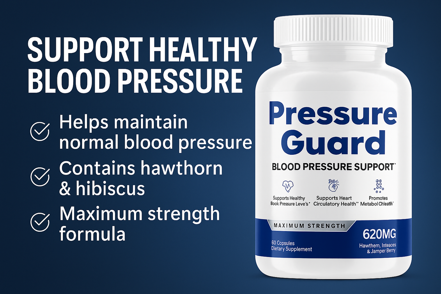 Pressure Guard - Advanced 12 in 1 Natural Blood Pressure Support Supplement