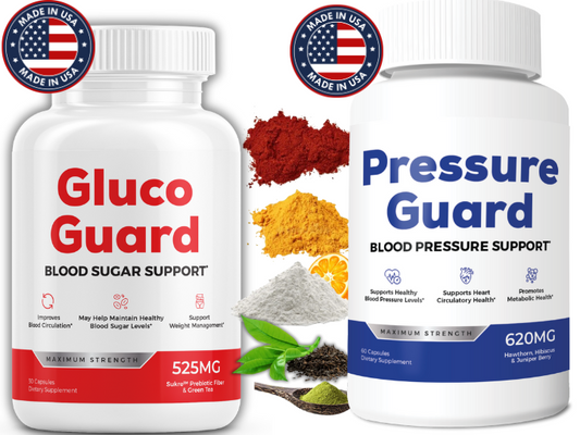 Gluco Guard Pressure Guard Combo Package - Advanced Blood Sugar and Blood Pressure Support